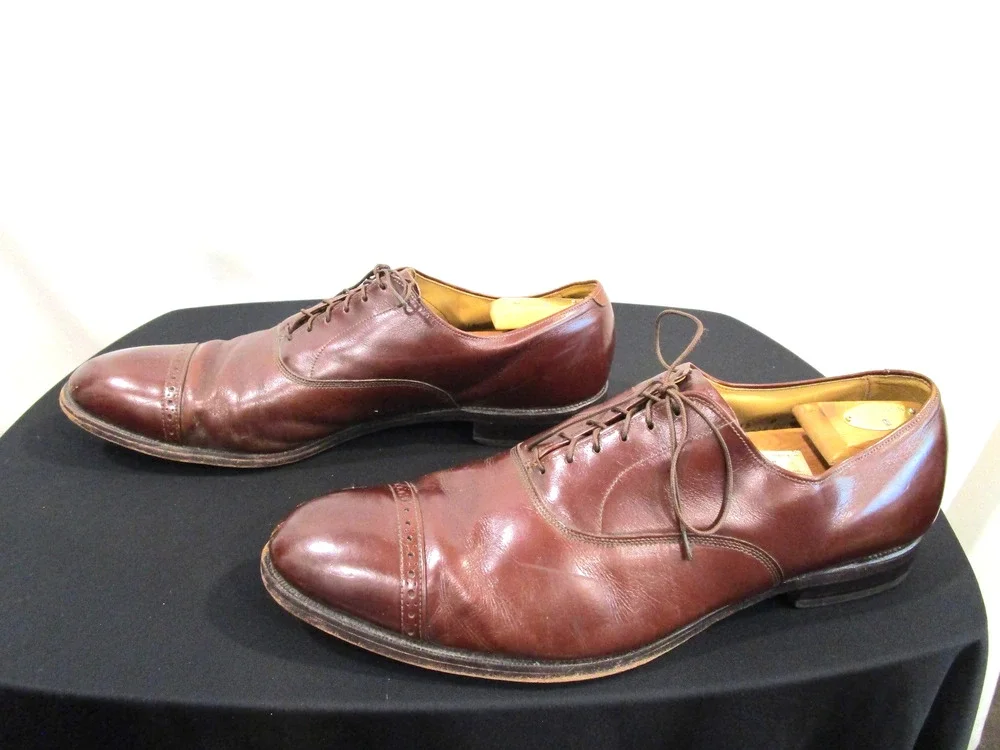 Allen Edmonds Fifth Avenue Brown Leather Cap Toe Oxford Shoes Men 15 D
